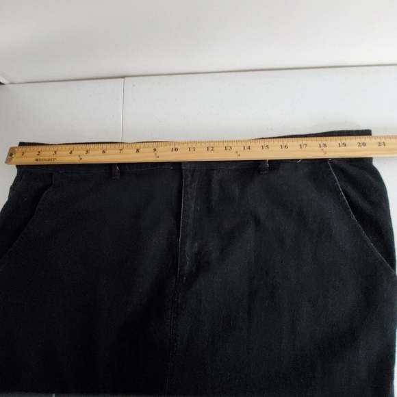 Cargo Pocket Jean Maxi Skirt 3X Black Wash Stretch Denim Midi Goth Distressed - Picture 6 of 11